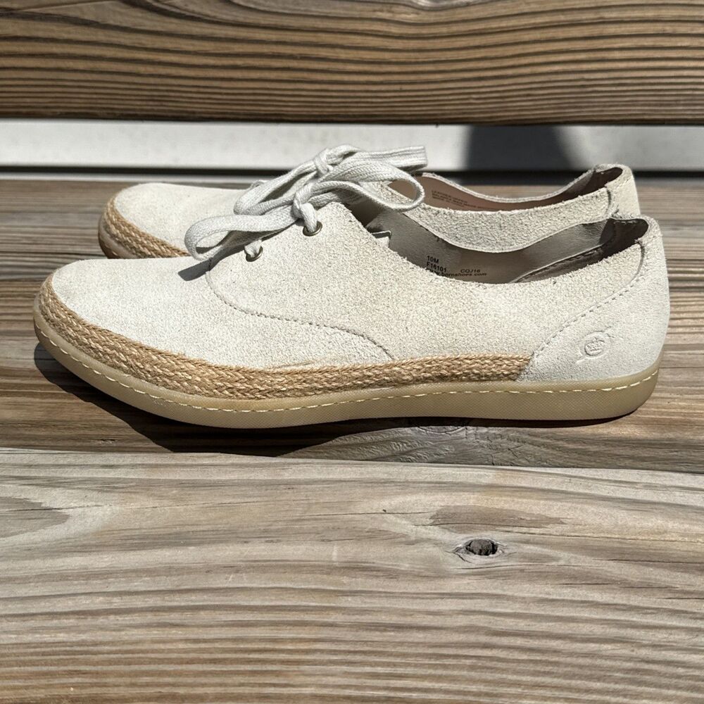 Born Capella Leather Sneakers 10M Ivory Espadrille Comfort Excellent Cond - Picture 11 of 13